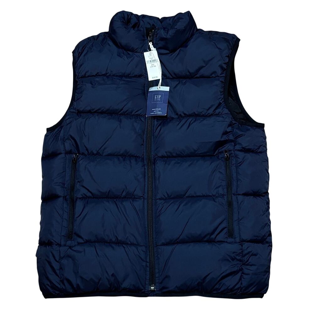 GAP Kids Warmest Puffer Vest Size XXL 14-16 1 True Indigo 2 Full Zip Unisex NWT